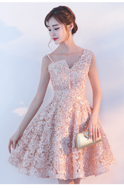 Bridesmaid Sleeveless Lace Up Knee Length Banquet Birthday Party A Line Dress