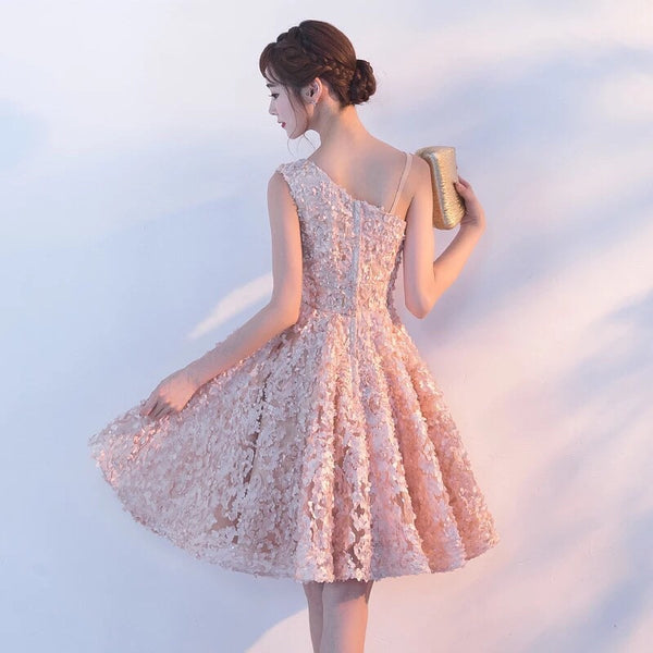 Bridesmaid Sleeveless Lace Up Knee Length Banquet Birthday Party A Line Dress