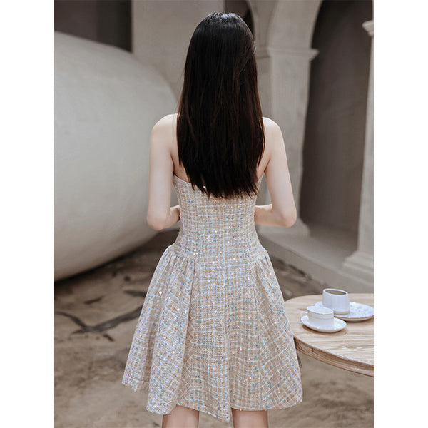 Tube Top Champagne Color Evening Women Prom Party Sweetheart Dress