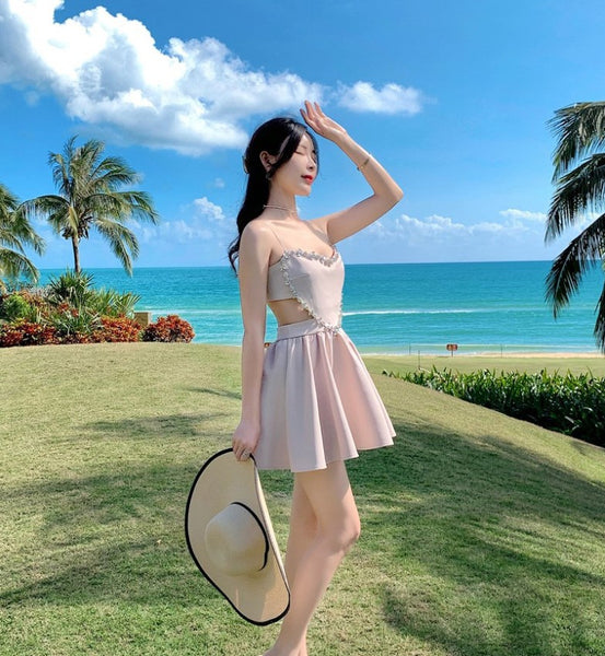 Temperament Costume Diamond Jewellery Luxury Backless Spaghetti Strap Dress