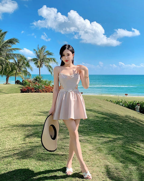 Temperament Costume Diamond Jewellery Luxury Backless Spaghetti Strap Dress