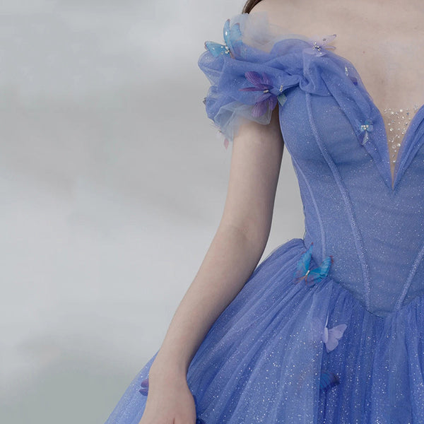 Temperament Elegant Evening Banquet Women Gradient Blue Tutu Evening Dress