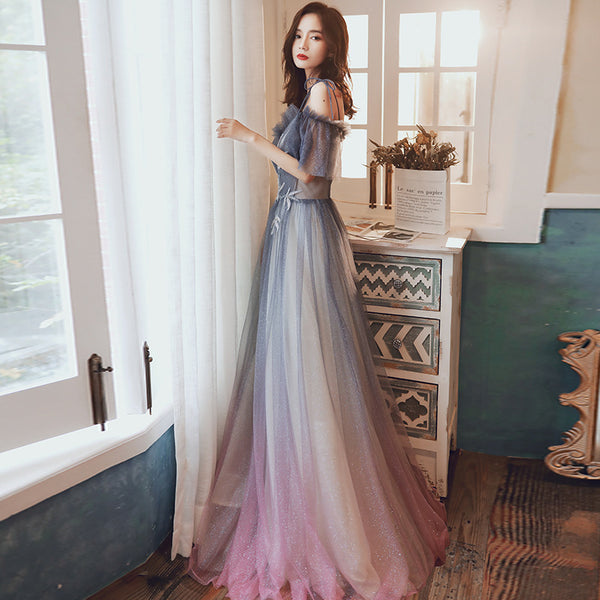 Temperament Elegant Performance Costume Spaghetti Strap Evening Dress