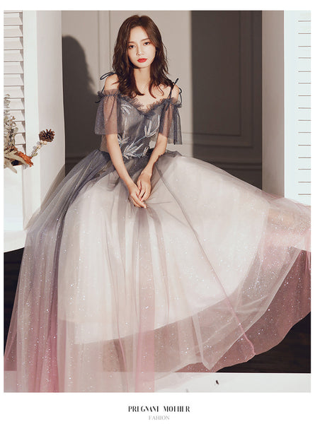 Temperament Elegant Performance Costume Spaghetti Strap Evening Dress