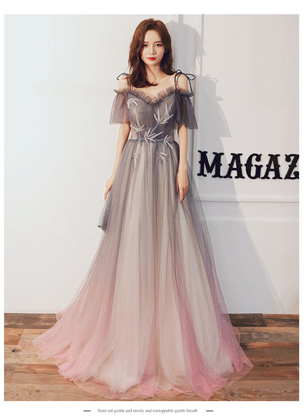 Temperament Elegant Performance Costume Spaghetti Strap Evening Dress