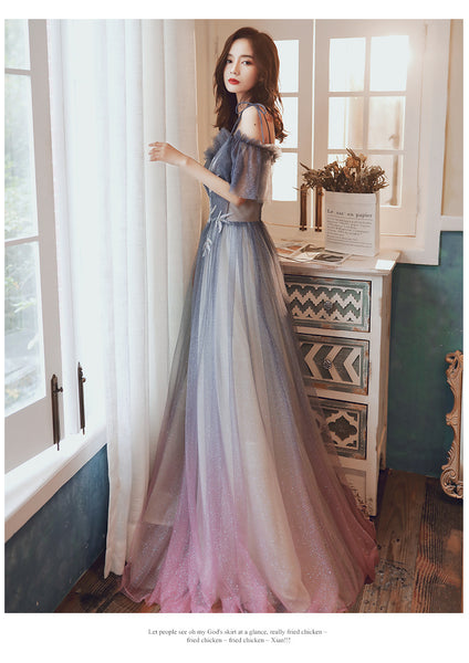 Temperament Elegant Performance Costume Spaghetti Strap Evening Dress