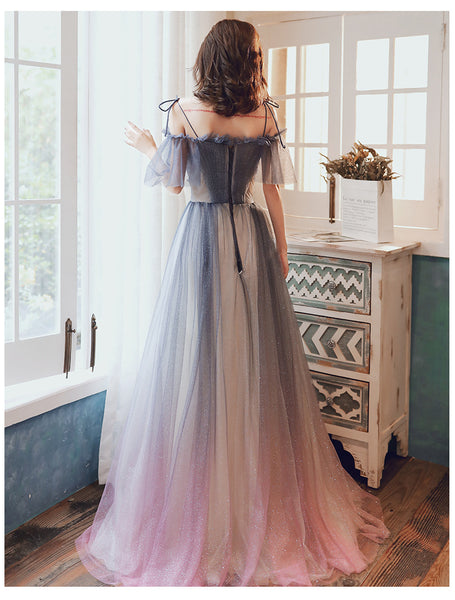 Temperament Elegant Performance Costume Spaghetti Strap Evening Dress