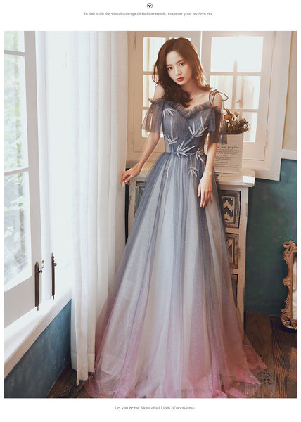 Temperament Elegant Performance Costume Spaghetti Strap Evening Dress