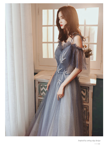 Temperament Elegant Performance Costume Spaghetti Strap Evening Dress