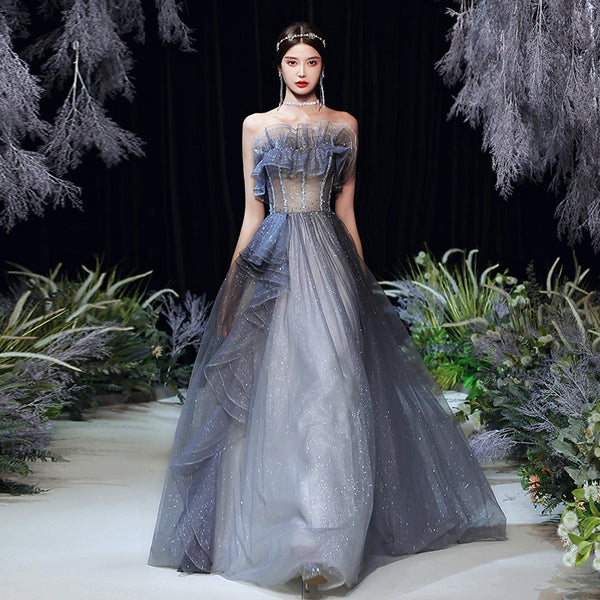 Temperament Elegant Sexy Tube Top Lace Off Shoulder Evening Dress