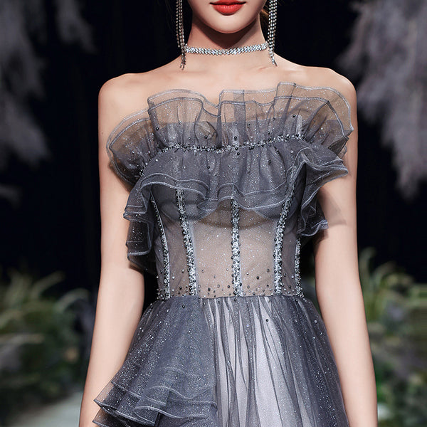 Temperament Elegant Sexy Tube Top Lace Off Shoulder Evening Dress