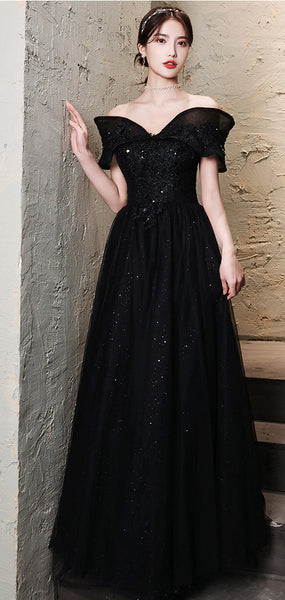 Temperament Elegant Sexy Floor Length V Neck Off Shoulder Evening Dress