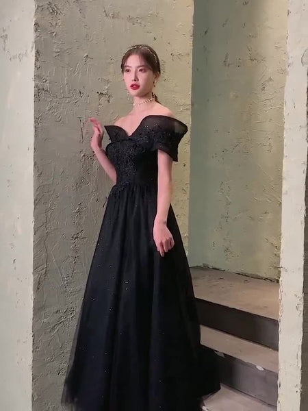 Temperament Elegant Sexy Floor Length V Neck Off Shoulder Evening Dress