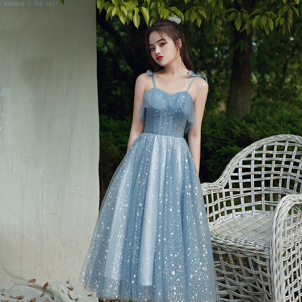 Temperament Fairy Elegant Women Sling Strap Bow Bridesmaid A line Dresses