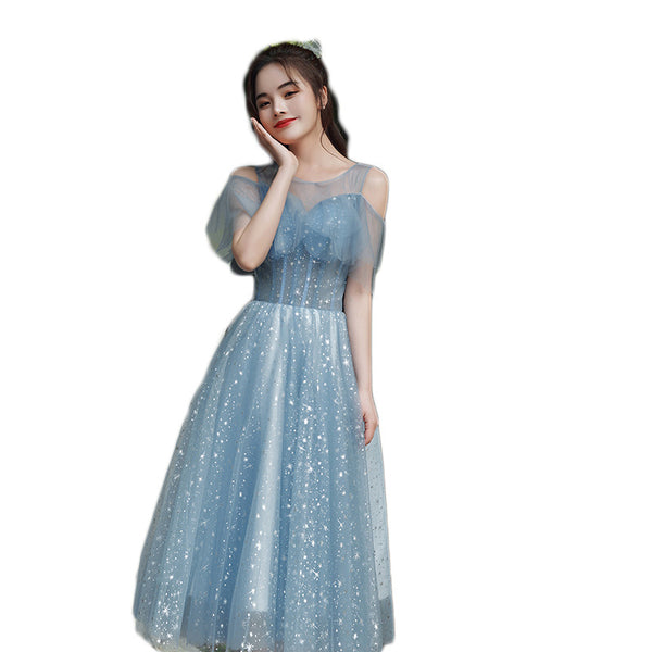 Temperament Fairy Elegant Women Sleeveless Princess Bridesmaid A line Dresses
