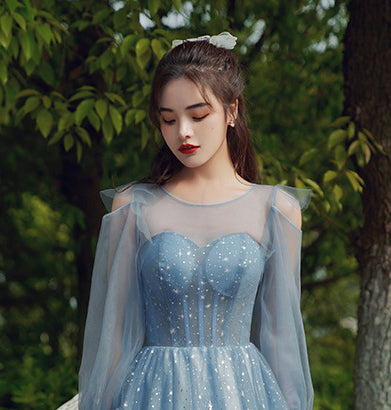 Temperament Fairy Elegant Women Long Sleeves Princess Embroidery A line Dresses