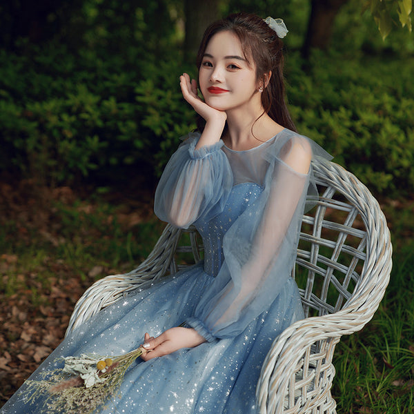 Temperament Fairy Elegant Women Long Sleeves Princess Embroidery A line Dresses