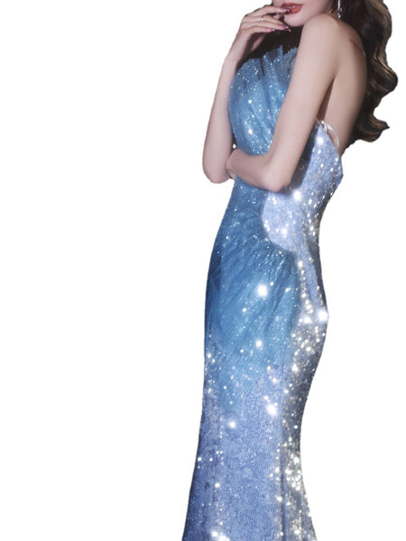 Banquet Evening Clubbing Sequin Tube Top Starry Tail Sexy Fishtail Cocktail Dress