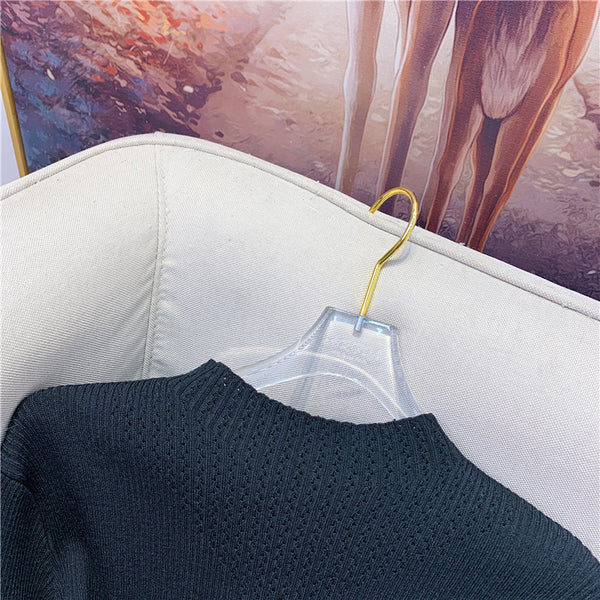 Trendy Women Mid Length Bottoming Front Bow Waist Strap Sweater Knitted striped Dress