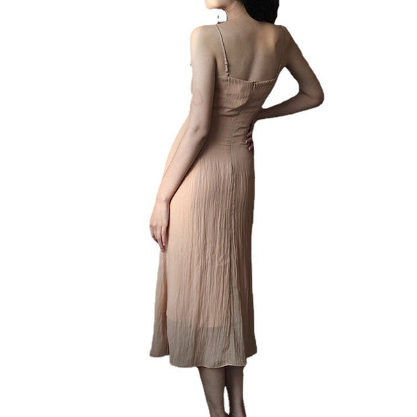 Retro Temperament Cardigan Spaghetti Strap Stitching High waist Dress with Jacket