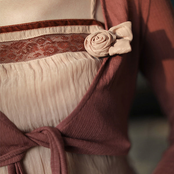 Retro Temperament Cardigan Spaghetti Strap Stitching High waist Dress with Jacket