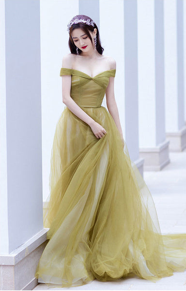 Retro Beautiful Sexy Temperament Banquet Off Shoulder Strapless Long Fairy Evening Prom Dress