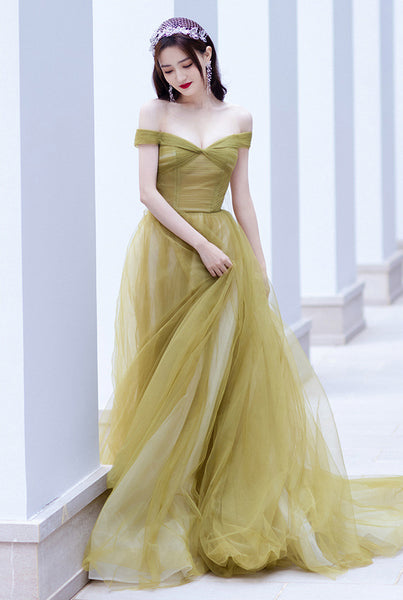 Retro Beautiful Sexy Temperament Banquet Off Shoulder Strapless Long Fairy Evening Prom Dress