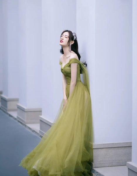 Retro Beautiful Sexy Temperament Banquet Off Shoulder Strapless Long Fairy Evening Prom Dress