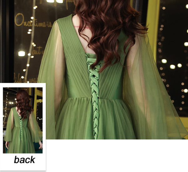 Luxury High End Temperament Banquet Green Sleeveless Long Fairy Evening Prom Dress