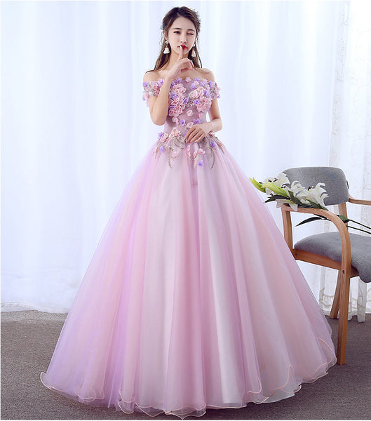 Elegant Evening Stage Off Shoulder Floral Embroidered A line Princess Skirt Long Dress Ball Gauze Gown