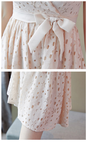 Sweetie Charm Attractive Chic Lady Sleeveless Lace Spaghetti Strap Mini Dress