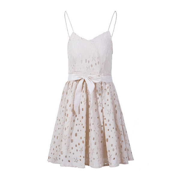 Sweetie Charm Attractive Chic Lady Sleeveless Lace Spaghetti Strap Mini Dress
