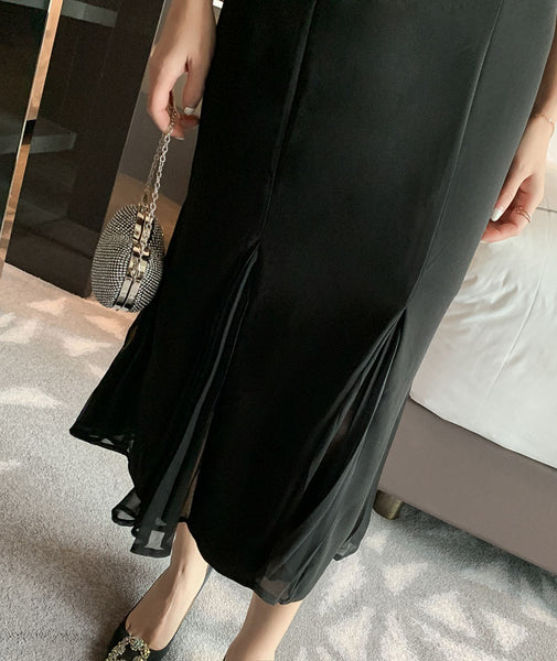 Summer Elegant Women Sexy Off Shoulder Halter Neck Ruffled Waist Mermaid Dress