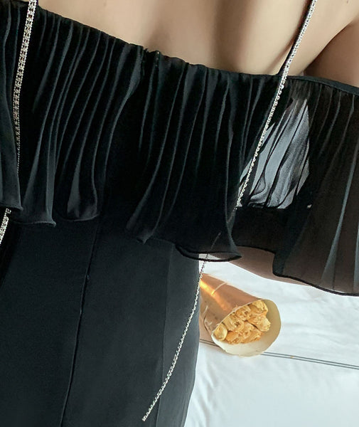 Summer Elegant Women Sexy Off Shoulder Halter Neck Ruffled Waist Mermaid Dress