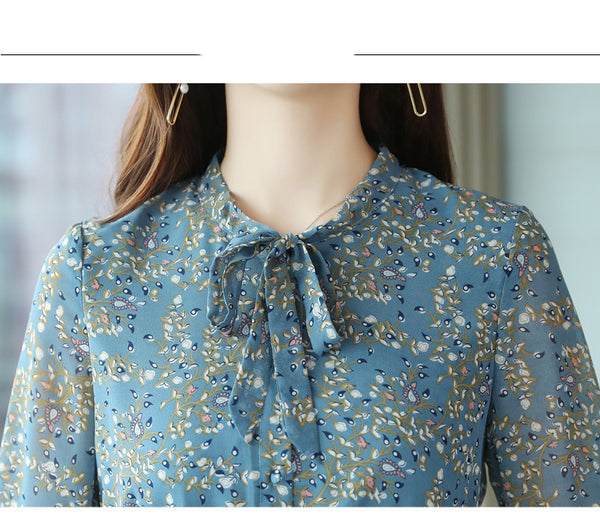 Vintage Retro Temperament Elegant Chiffon Big Swing Floral Long Midi Pleated Party Dress