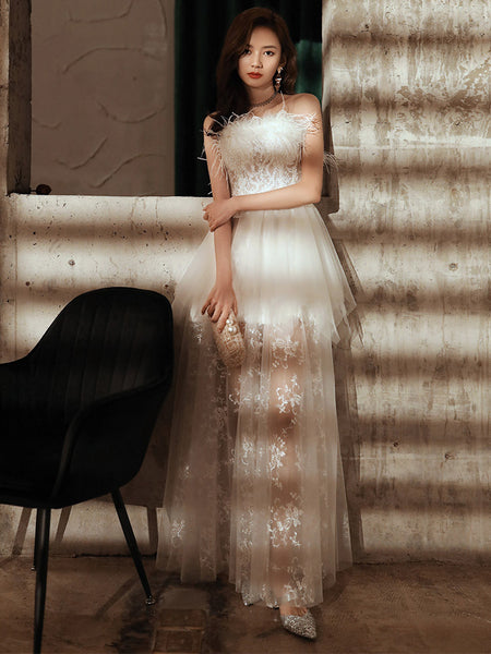 Elegant Evening Party Half Sleeves Black Long Short Embroidery Knee Length Irregular Hem Dress