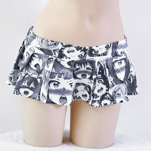 2D Cute Japanese Comics Anime Cartoon Costume printing Sexy Pleated Mini Skirt