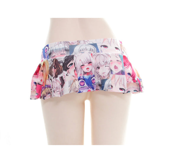 2D Cute Colorful Japanese Comics Anime Cartoon Costume Printed Sexy Pleated Mini Skirt