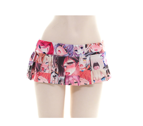 2D Cute Colorful Japanese Comics Anime Cartoon Pattern Costume Printed Sexy Pleated Mini Skirt Miniskirt