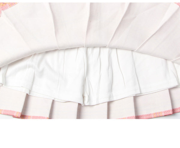 Summer Kawaii Women High Waist Soft Aesthetic Preppy Pleated Short Plaid Maxi A Line Skirt