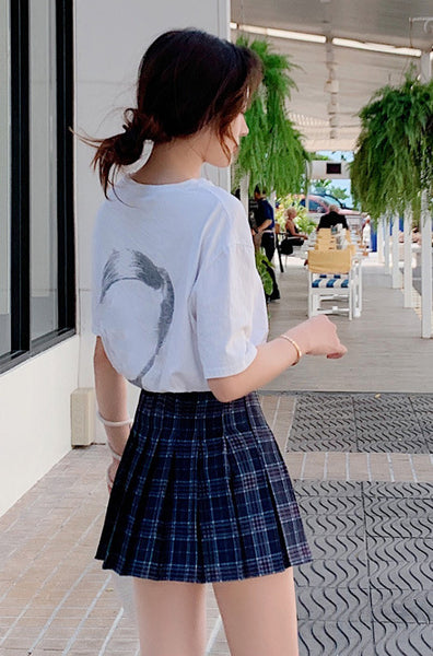 Summer Kawaii Women High Waist Soft Aesthetic Preppy Pleated Short Plaid Maxi A Line Skirt