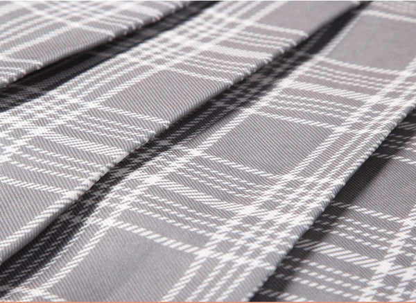 Summer Chic Active Women Street Wear High Waist Pleated Short Plaid Maxi A Line Uniform Skirt