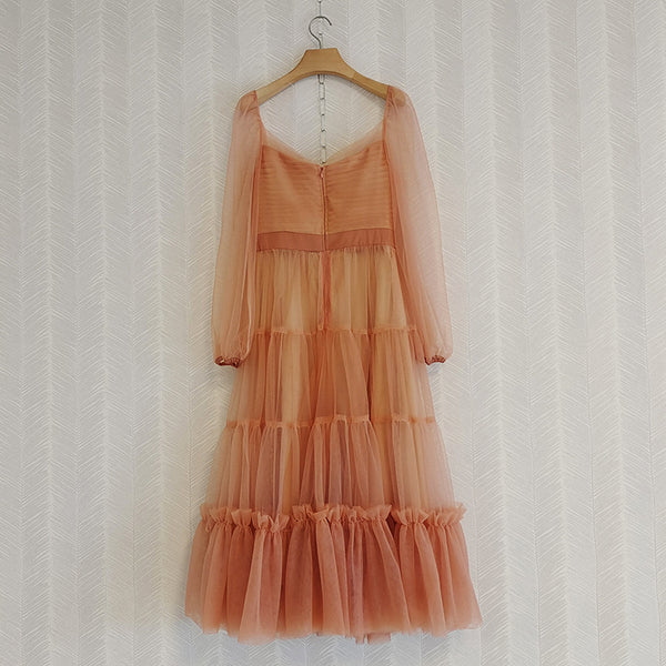 Spring Temperament Sexy Women High Quality Backless Wrap Bust Slim Fit Pleated Long Sleeves Cake Dress