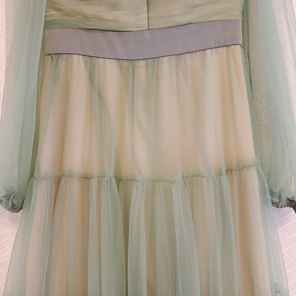 Spring Temperament Sexy Women High Quality Backless Wrap Bust Slim Fit Pleated Long Sleeves Cake Dress