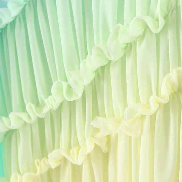 Holiday Vacation Sexy Women V-neck Irregular Hem Gradient Rainbow Color Tassel Long Dress