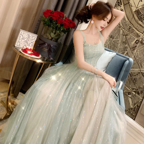 Elegant Summer Retro Round Neck Sleeveless Backless Skirt Mid Length Fairy Blink Mesh Dress