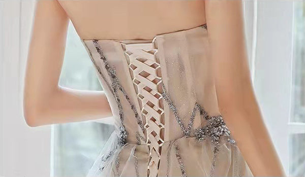 Attractive Elegant Banquet Fairy Evening Off Shoulder Strapless Off White Ball Gown Women Prom Dress