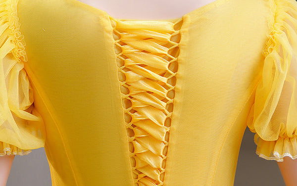 Plus Size Yellow Evening Dress Elegant Banquet Half Sleeve Embroidered Puffy A line Princess Gauze Gown Dress