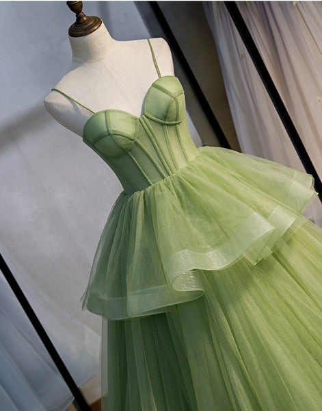 Banquet Trendy Quinceanera Green Evening Ball Temperament Fairy Spaghetti Strap Lady Trailing Big Swing Dress