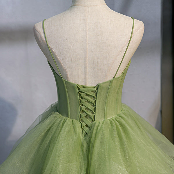 Banquet Trendy Quinceanera Green Evening Ball Temperament Fairy Spaghetti Strap Lady Trailing Big Swing Dress
